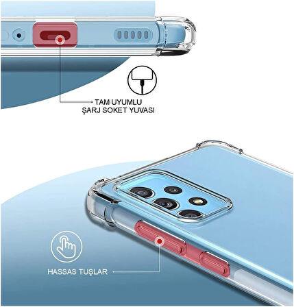 Samsung Galaxy A32 Uyumlu Darbe Önleyici Sararmaya Dayanıklı Airbag Korumalı Ultra Slim TPU Şeffaf Silikon Kılıf