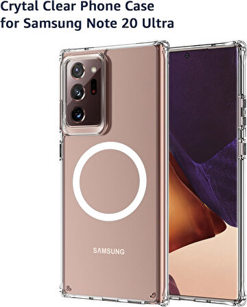 Samsung Galaxy Note 20 Ultra Uyumlu Köşe Korumalı Darbe Emici Sert Sararmaz Şeffaf Magsafe Kılıf