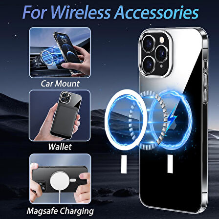 iPhone 13 Pro Uyumlu Kamera Korumalı Magsafe Wireless Şarj Özellikli Şeffaf Silikon Kılıf