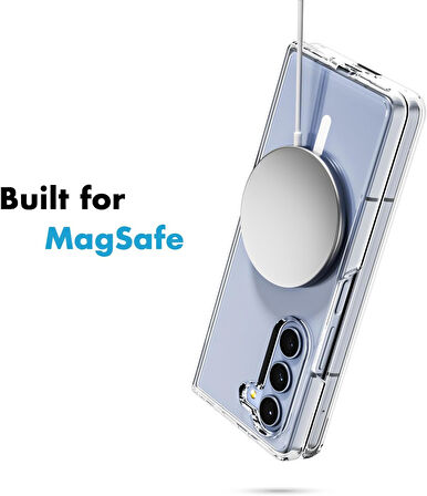 Samsung Galaxy Z Fold 6 Uyumlu Kamera Korumalı Magsafe Wireless Şarj Özellikli Şeffaf Silikon Kılıf