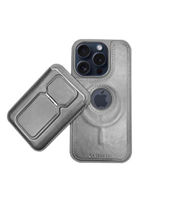 Samsung Galaxy S24 Ultra Uyumlu Standlı Kartlıklı Magsafe Wireless Şarj Özellikli Deri Cüzdan Kılıf