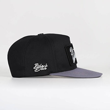 Boss Logolu Gri-Siyah Hip Hop Şapka