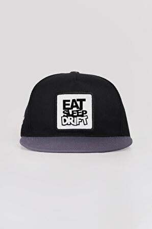 DM Logolu Gri-Siyah Hip Hop Şapka