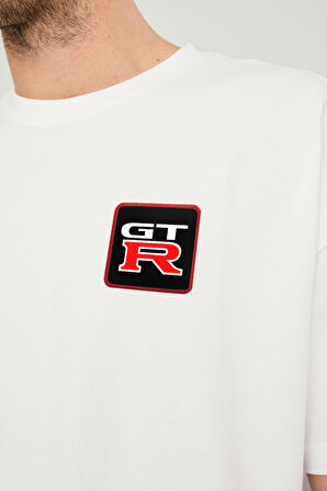 GTR Logolu Oversize B-Shirt Beyaz