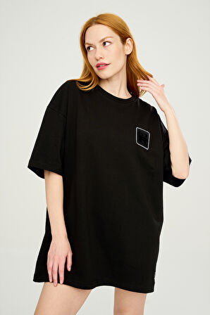 GTR Logolu Oversize B-Shirt Siyah