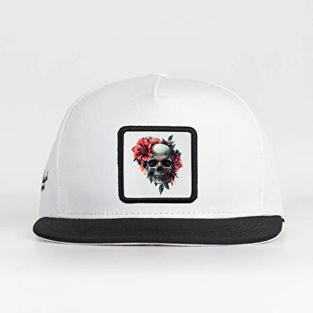 Kurukafa Logolu Siyah-Beyaz Hip Hop Şapka