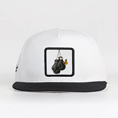 Boks Logolu Siyah-Beyaz Hip Hop Şapka