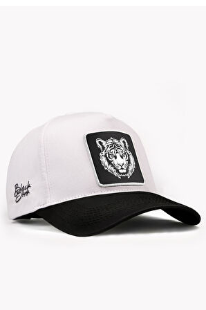 Kaplan Logolu Siyah-Beyaz Beyzbol Şapka