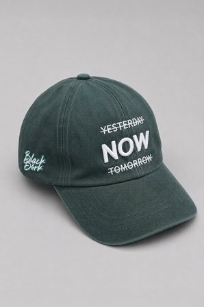 Yesterday Now Tomorrow Nakışlı Petrol Yeşili Vintage Yıkamalı Beyzbol Şapka