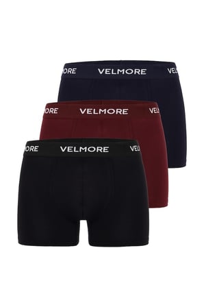 VELMORE Erkek Boxer 3’lı Kutu Yumuşak Pamuk Sıkmayan Bel Lastikli (Beden S - 5XL)