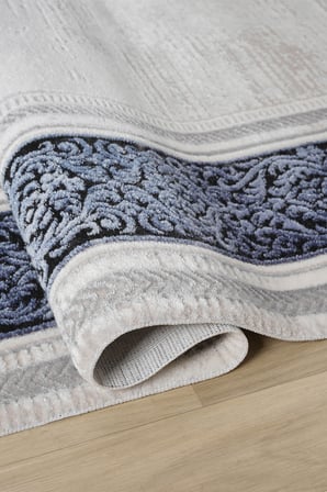 Zen Mavi Halı Akrilik Halı Yumuşak Dokulu Salon Oturma Odası Yatak Odası Halısı 7006