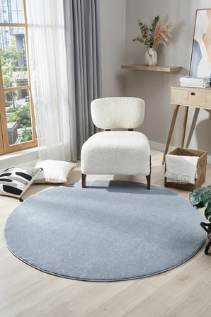 Bali Mavi Daire Halı Salon Oturma Odası Çocuk Odası Yatak Odası Halısı 4500