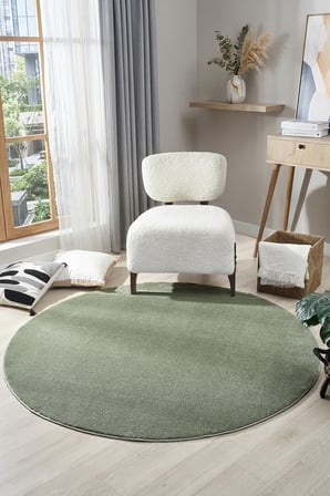 Bali Yeşil Daire Halı Salon Oturma Odası Çocuk Odası Yatak Odası Halısı 4500