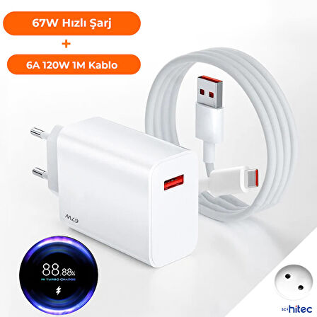 Global 67W UsbA Çıkışlı Turbo Fast Hızlı Şarj Aleti 1m 6A 120W Kablolu Set WNE1131