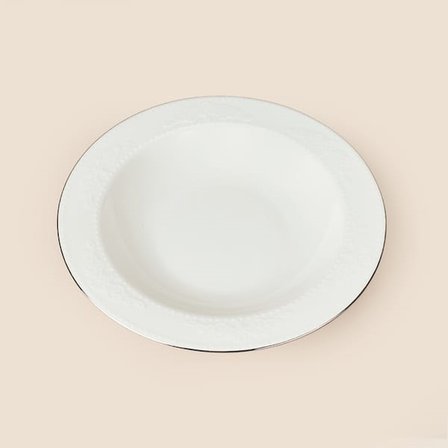 Tulu Porselen Burçak 24 Parça Yemek Takımı - Krem / Platin