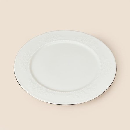 Tulu Porselen Burçak 24 Parça Yemek Takımı - Krem / Platin