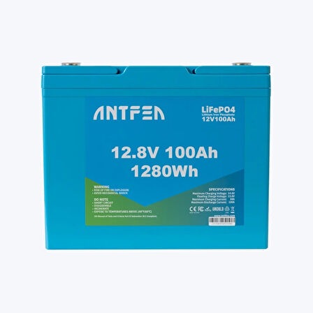 Antfea 12.8V 100Ah ABS Lityum Akü Akıllı Ekran LiFePo4