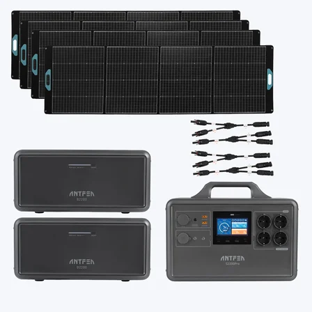 ANTFEA S2200 Pro Taşınabilir Güç Kaynağı + 2 adet B2200 Backup Yedek Batarya + 4 adet 300W Taşınabilir Güneş Paneli + 2 adet Güneş Paneli Paralelleme Kablosu