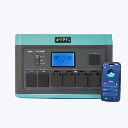 ANTFEA H2400 Pro Taşınabilir Güç Kaynağı + 2 adet 300W Taşınabilir Güneş Paneli + Güneş Paneli Paralelleme Kablosu [ 2.4 kW / 1.8 kWh / 600 W ]