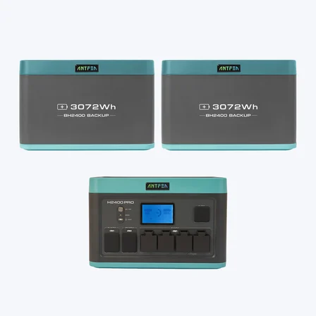 ANTFEA H2400 Pro Taşınabilir Güç Kaynağı + 2 adet BH2400 Backup Yedek Batarya [ 2.4 kW / 8 kWh ]
