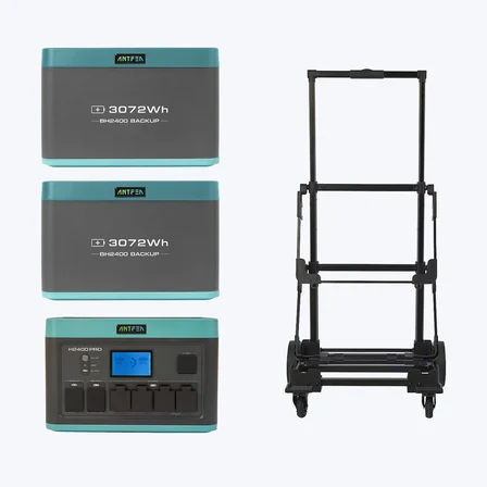 ANTFEA H2400 Pro Taşınabilir Güç + 2 adet BH2400 Yedek Batarya + H2400 Römorku [ 2.4 kW / 8 kWh ]