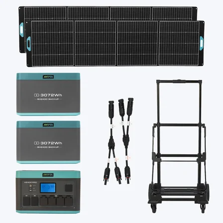 ANTFEA H2400 Pro Güç Kaynağı +2 Adet  BH2400 Yedek Batarya + 2 adet 400W Taşınabilir  Paneli + Taşıma Römorku + Güneş Paneli Paralelleme Kablosu [ 2.4 kW / 4.9 kWh / 800 W ]