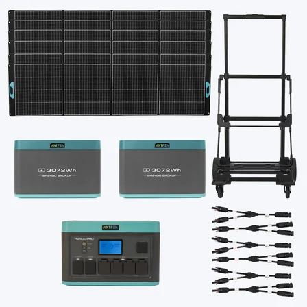 ANTFEA H2400 Pro Güç Kaynağı + 2 adet Yedek Batarya + 6 adet 400W Taşınabilir Paneli + H2400 Römorku + 3 adet Güneş Paneli Paralelleme Kablosu [ 2.4 kW / 8 kWh / 2.4 kW ]