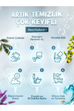FUNECO Tuvalet Klozet Temizleyici Aktif Köpük Doğa Dostu 4 Paket 300g Aylık Kullanım Limon Ferahlığı