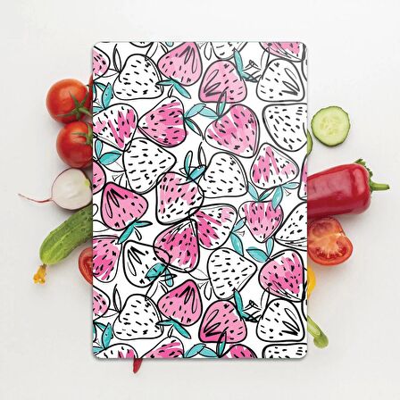 Decovetro Cam Kesme Tahtası Çizgi Çilek Desenli 20x30 Cm