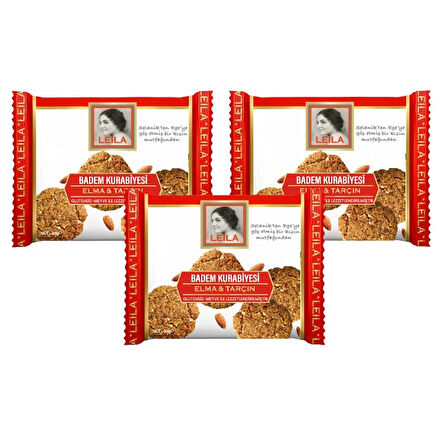 Leila Elma & Tarçın Badem Kurabiye 40 Gr x 3 Adet 