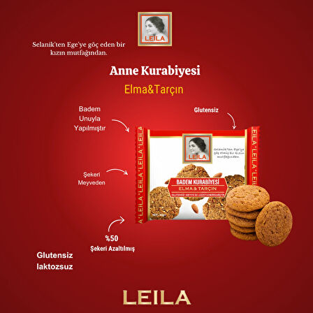 Leila Elma & Tarçın Badem Kurabiye 40 Gr x 3 Adet 
