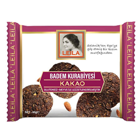 Leila Duble Kakao Badem Kurabiyesi 40 Gr x 3 Adet 