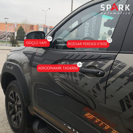 Toyota Hilux 2021- Yılı ve Sonrası Uyumlu Yarasa Kapı Kaplama 4 Parça