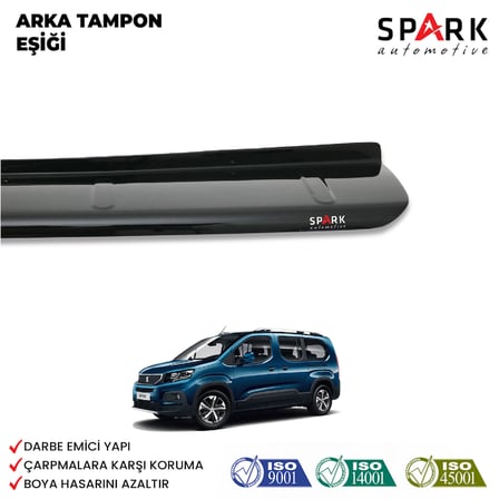 Peugeot Rifter 2019- Yılı ve Sonrası Uyumlu Arka Tampon Eşiği Parlak