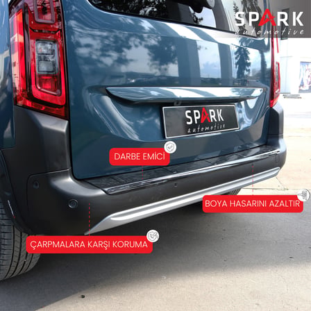 Citroen Berlingo 2019- Yılı ve Sonrası Uyumlu Arka Tampon Eşiği Parlak