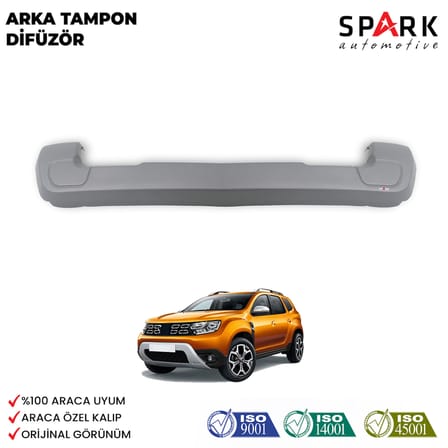 Dacia Duster 2018-2024 Yıl Aralığı Uyumlu Arka Tampon U Difüzör