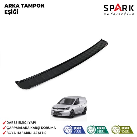 Volkswagen Caddy 2021- Yılı ve Sonrası Uyumlu Arka Tampon Eşiği Parlak