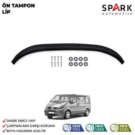 Renault Trafic 2001-2014 Yıl Aralığı Uyumlu Ön Tampon Lip Siyah