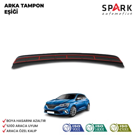 Renault Megane 4 2016- Yılı ve Sonrası Uyumlu Arka Tampon Eşiği Parlak