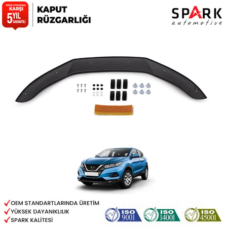 Nissan Qashqai 2017-2021 Yıl Aralığı Uyumlu Kaput Rüzgarlığı 4mm