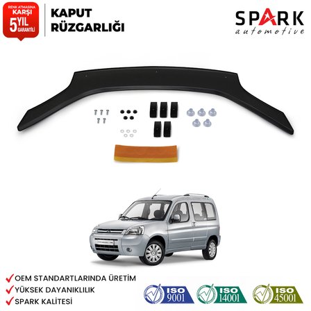 Citroen Berlingo 2004-2009 Yılı Arası Uyumlu Kaput Rüzgarlığı 3mm