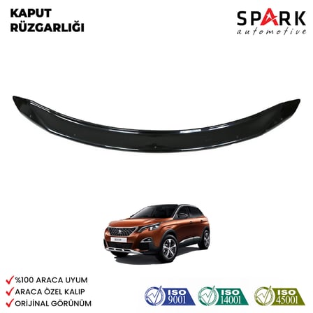 Peugeot 3008 2017 Yılı Ve Sonrası Ön Kaput Rüzgarlık 3mm