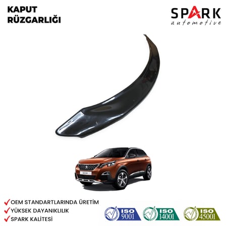 Peugeot 3008 2017 Yılı Ve Sonrası Ön Kaput Rüzgarlık 3mm