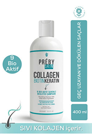 Kolajen, Biotin ve Keratin Saç Dökülmesine Karşı 9 Bio Aktif İçeren Besleyici Şampuan