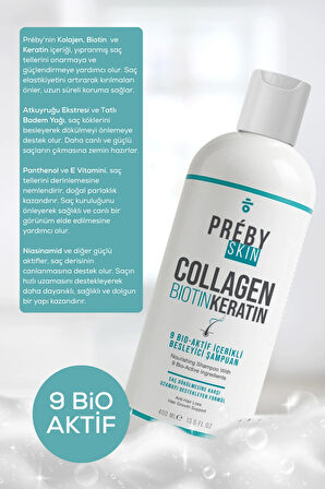 Kolajen, Biotin ve Keratin Saç Dökülmesine Karşı 9 Bio Aktif İçeren Besleyici Şampuan