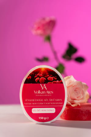 Volkan Ates Natural & Beauty Gül Özlü Süngerli Doğal Sabun 150 gr