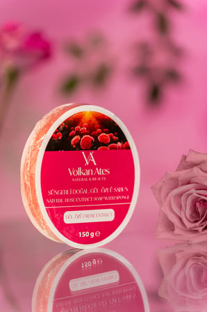 Volkan Ates Natural & Beauty Gül Özlü Süngerli Doğal Sabun 150 gr