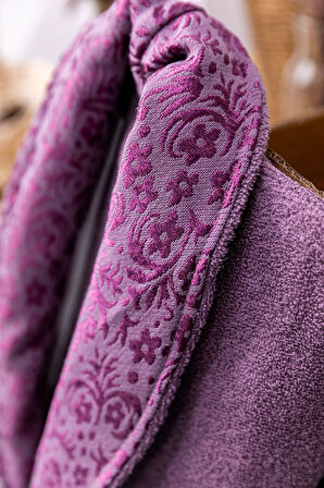 Favora Velora Deluxe %100 Pamuk Bornoz Seti - Mürdüm - Antrasit