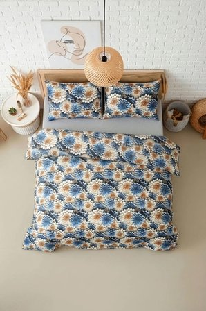 Favora Notte %100 Pamuk 3D Dijital Baskı Çift Kişilik Nevresim Takımı - İndigo