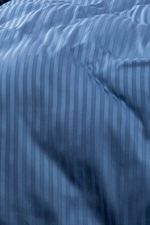 Miora %100 Pamuk Saten Çift Kişilik Nevresim Takımı- Mavi